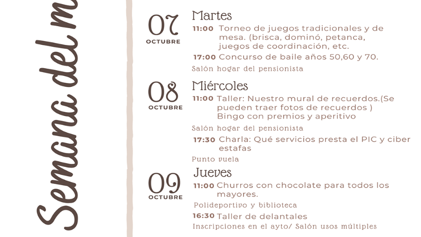 Cartel Cronograma de Semana del Mayor